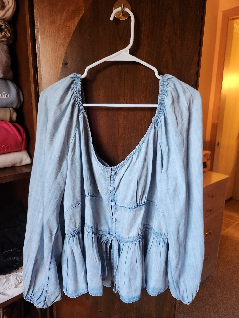 Aerie Long Sleeve Peplum Top - Picture 2 of 8